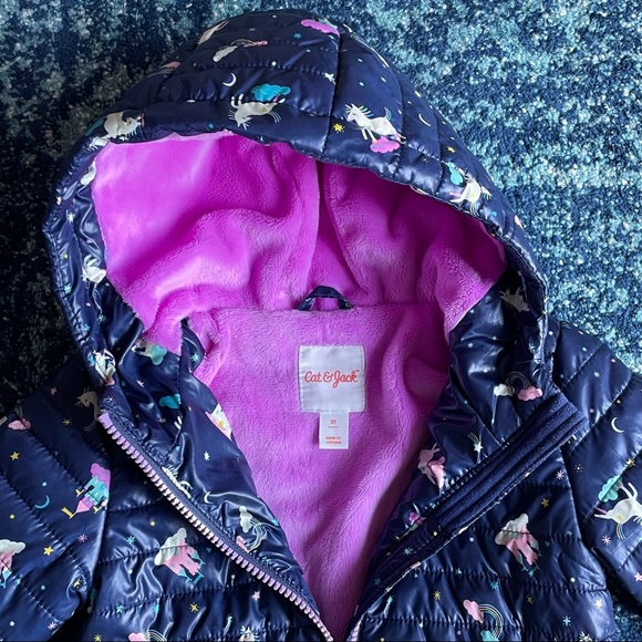 Cat & Jack Unicorn Puffer Coat Toddler Girls 2T - Picture 12 of 13